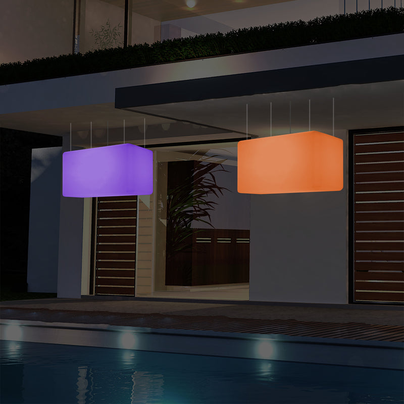 Netzbetriebene Garten Pendelleuchte für Außenbereich 55 x 35 cm lineare LED Insel Hängelampe, RGB