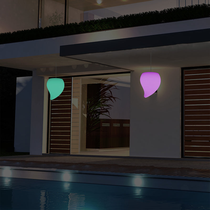 Balkon LED Pendelleuchte für Außenbereich, Netzbetrieb, 20 cm, mehrfarbig, Tropfen Form Hängeleuchte