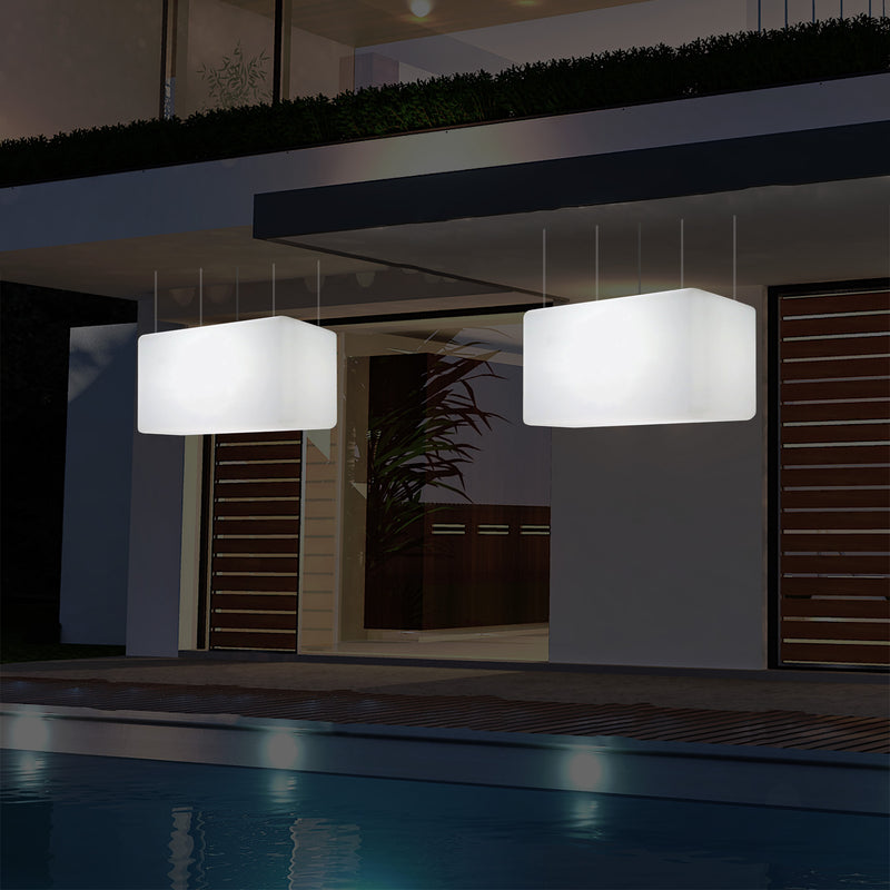 Netzbetriebene Garten Pendelleuchte für Außenbereich 55 x 35 cm lineare LED Insel Hängelampe, RGB
