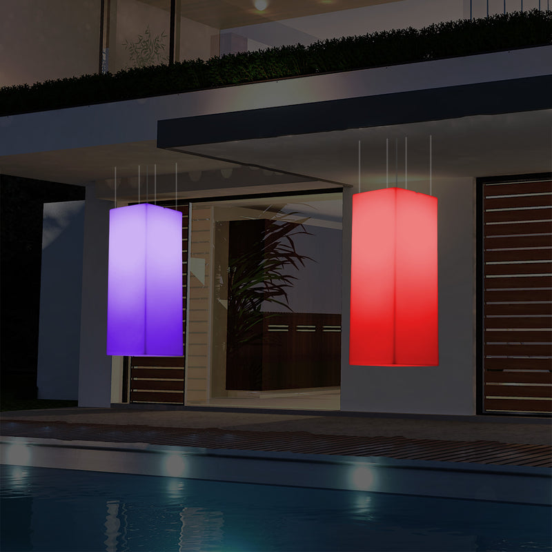 Netzbetriebene Veranda Leuchte Außen Deckenleuchte, 110 x 30 cm LED Säule Pendelleuchte, RGB Licht