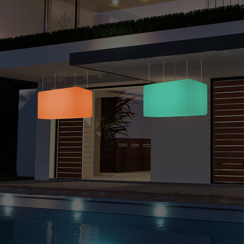 Netzbetriebene Garten Pendelleuchte für Außenbereich 55 x 35 cm lineare LED Insel Hängelampe, RGB