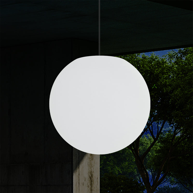 LED Terrassen Pendelleuchte, netzbetriebene Outdoor 40 cm Kugel Deckenlampe, Ball 5V Niederspannung