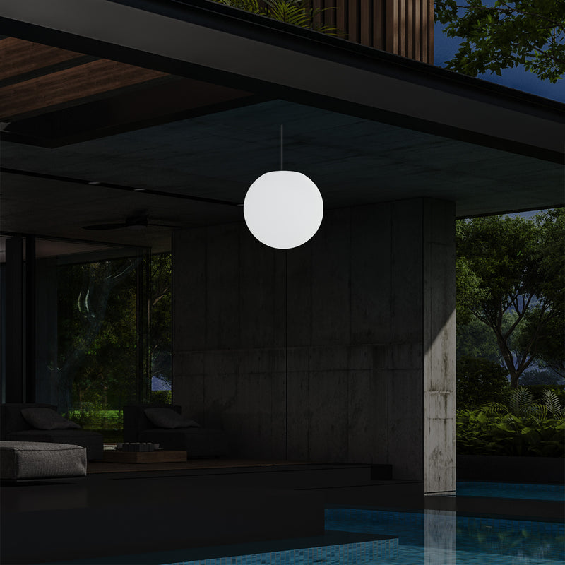 Netzbetriebene Veranda Pendelleuchte für den Außenbereich, 25 cm LED Globus Hängeleuchte Farbwechsel