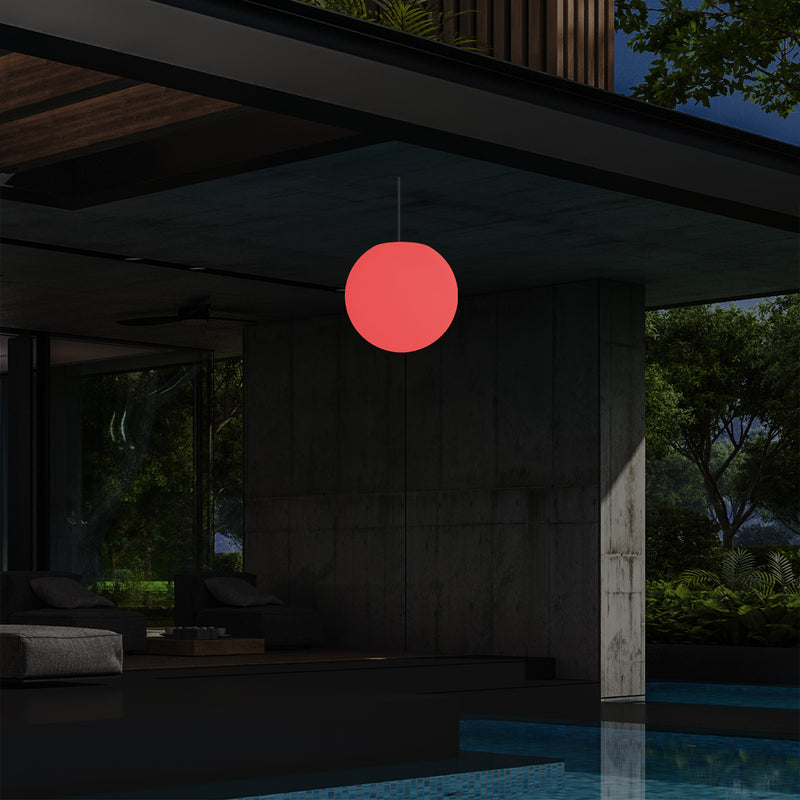 Netzbetriebene Veranda Pendelleuchte für den Außenbereich, 25 cm LED Globus Hängeleuchte Farbwechsel