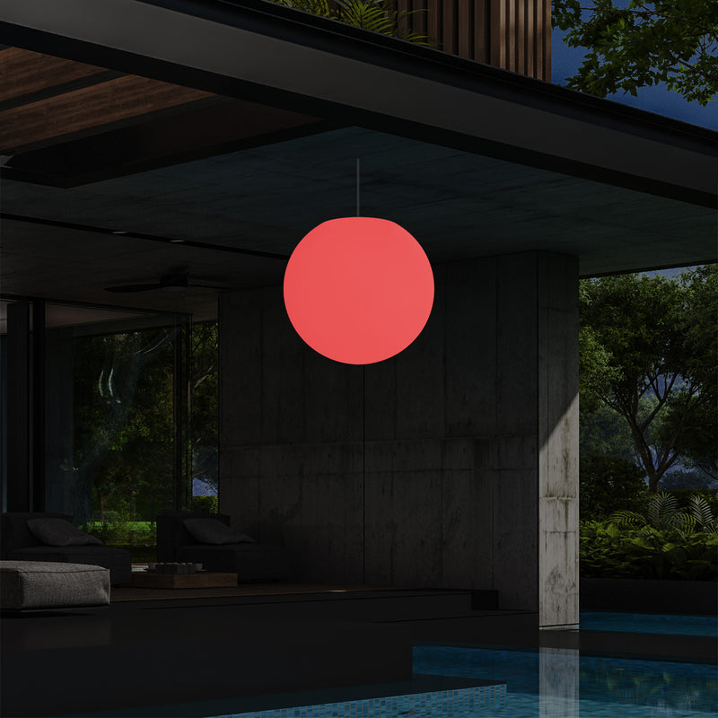 LED Terrassen Pendelleuchte, netzbetriebene Outdoor 40 cm Kugel Deckenlampe, Ball 5V Niederspannung