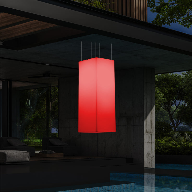 Garten Veranda Terrasse LED Hängelampe netzbetriebene 80 x 30 cm rechteckige Pendelleuchte RGB Licht