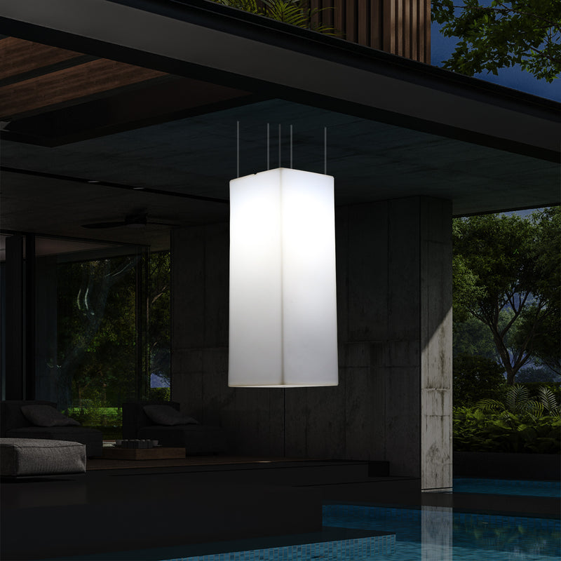 Netzbetriebene Veranda Leuchte Außen Deckenleuchte, 110 x 30 cm LED Säule Pendelleuchte, RGB Licht