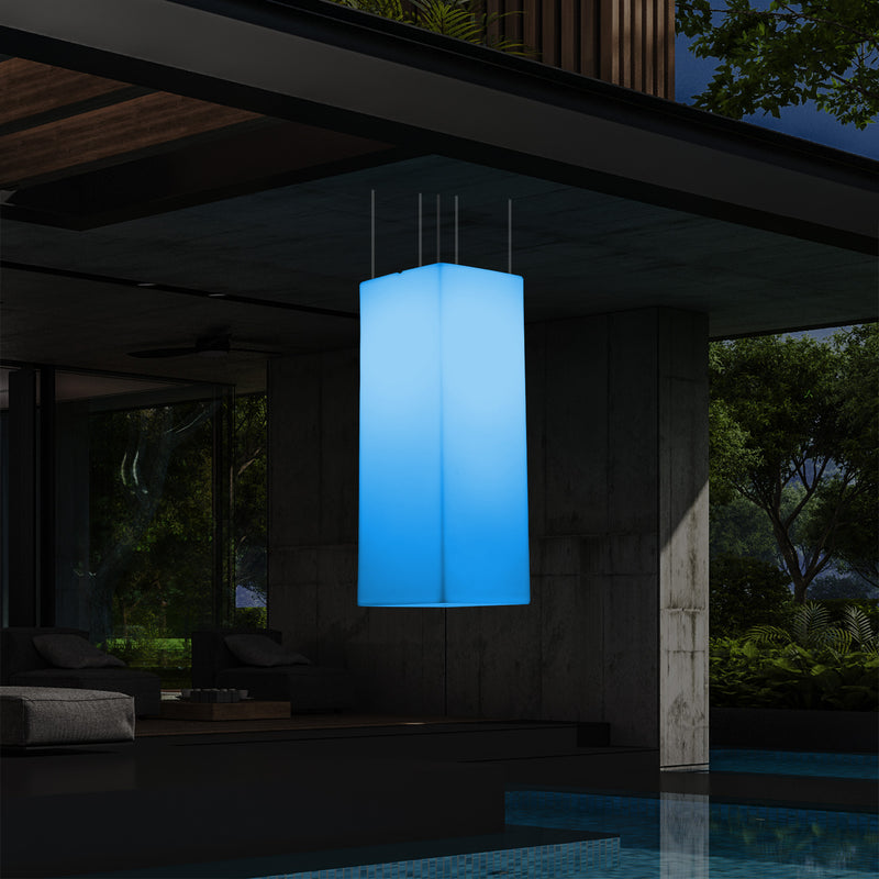 Netzbetriebene Veranda Leuchte Außen Deckenleuchte, 110 x 30 cm LED Säule Pendelleuchte, RGB Licht