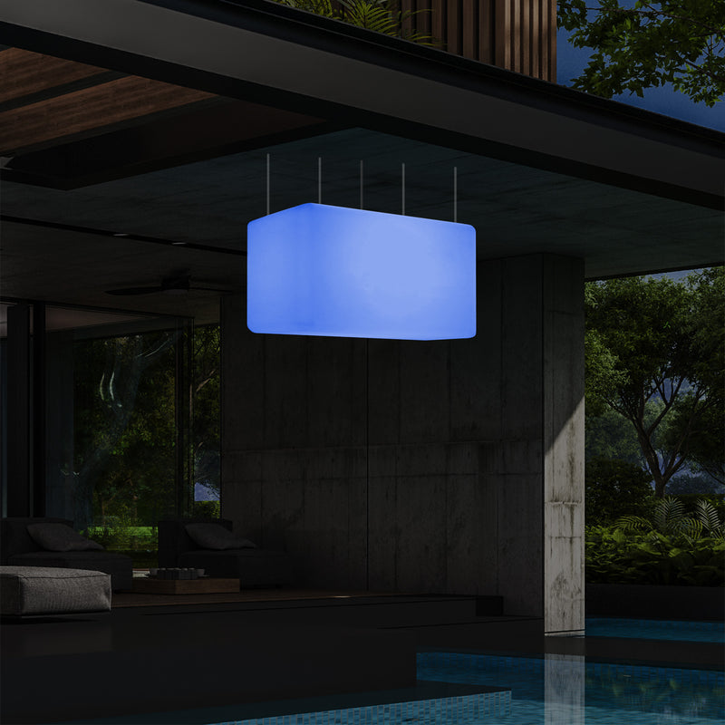 Netzbetriebene Garten Pendelleuchte für Außenbereich 55 x 35 cm lineare LED Insel Hängelampe, RGB