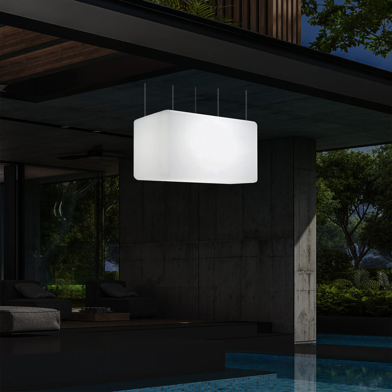 Netzbetriebene Garten Pendelleuchte für Außenbereich 55 x 35 cm lineare LED Insel Hängelampe, RGB