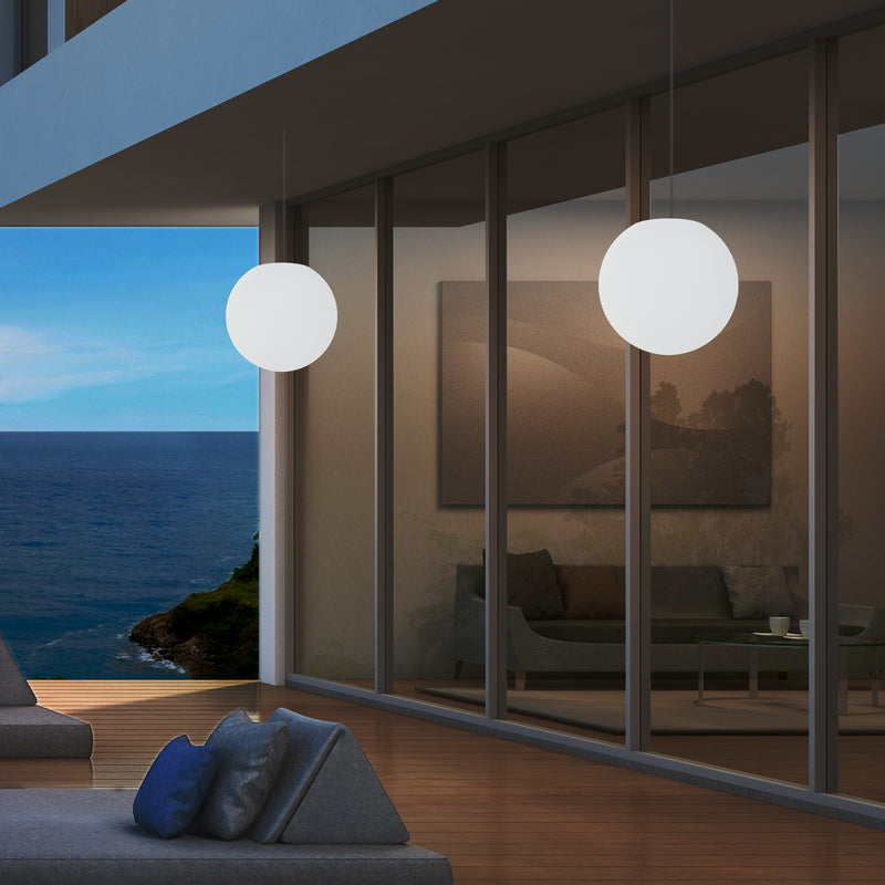 Netzbetriebene Veranda Pendelleuchte für den Außenbereich, 25 cm LED Globus Hängeleuchte Farbwechsel
