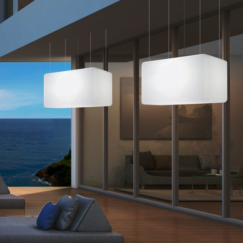 Netzbetriebene Garten Pendelleuchte für Außenbereich 55 x 35 cm lineare LED Insel Hängelampe, RGB