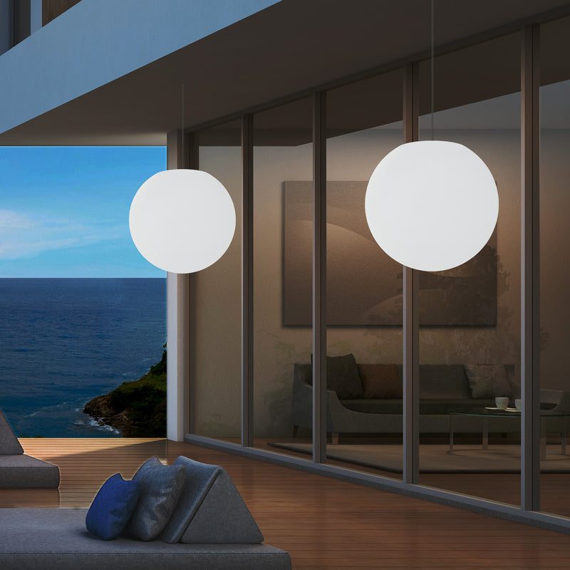LED Terrassen Pendelleuchte, netzbetriebene Outdoor 40 cm Kugel Deckenlampe, Ball 5V Niederspannung