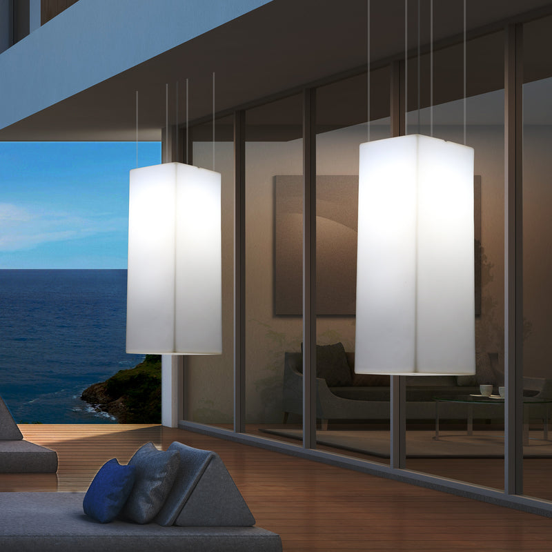 Netzbetriebene Veranda Leuchte Außen Deckenleuchte, 110 x 30 cm LED Säule Pendelleuchte, RGB Licht