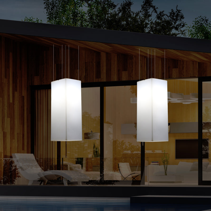 Netzbetriebene Veranda Leuchte Außen Deckenleuchte, 110 x 30 cm LED Säule Pendelleuchte, RGB Licht