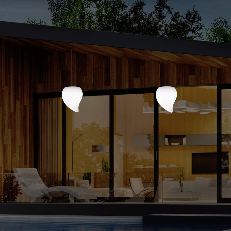 Balkon LED Pendelleuchte für Außenbereich, Netzbetrieb, 20 cm, mehrfarbig, Tropfen Form Hängeleuchte