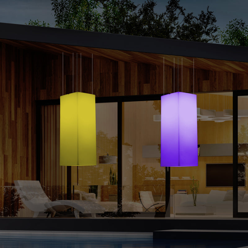 Garten Veranda Terrasse LED Hängelampe netzbetriebene 80 x 30 cm rechteckige Pendelleuchte RGB Licht