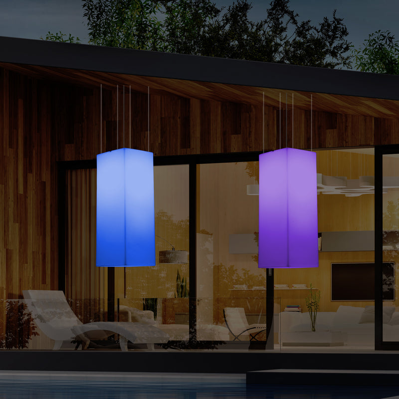 Netzbetriebene Veranda Leuchte Außen Deckenleuchte, 110 x 30 cm LED Säule Pendelleuchte, RGB Licht