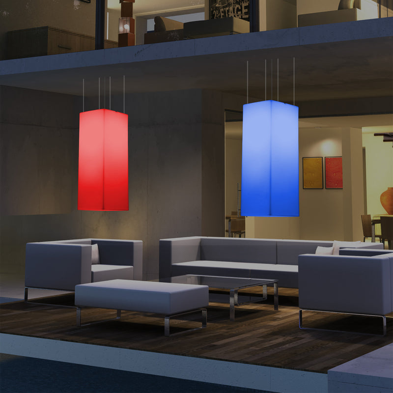Netzbetriebene Veranda Leuchte Außen Deckenleuchte, 110 x 30 cm LED Säule Pendelleuchte, RGB Licht