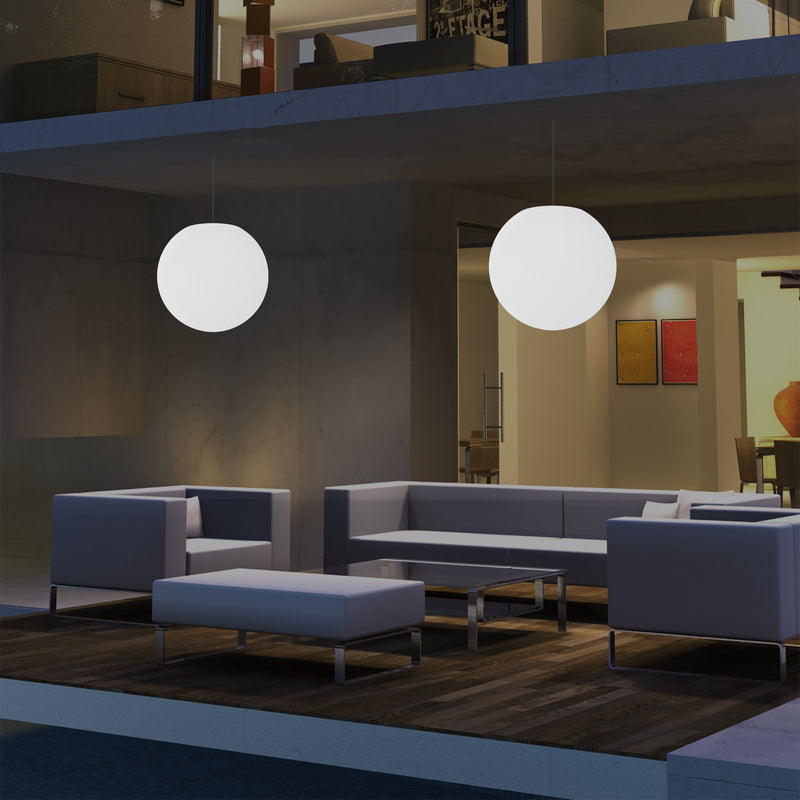 Balkon Außenleuchte, netzbetriebene LED Pendelleuchte, Ball 30 cm Kugel Hängelampe, mehrfarbig