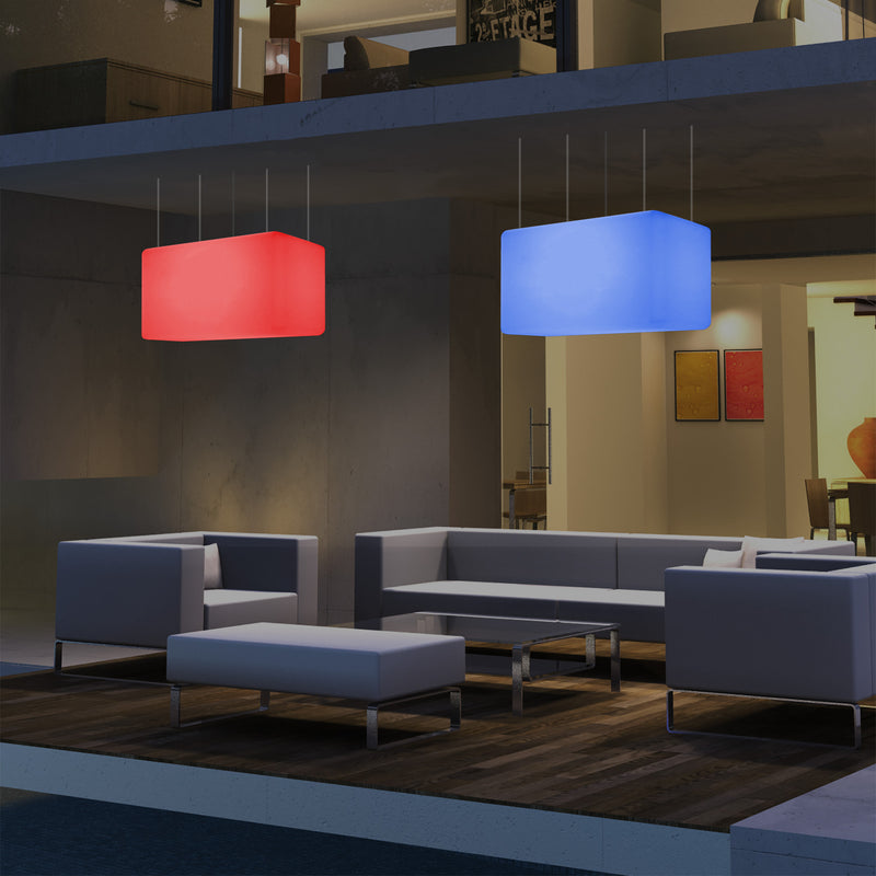 Netzbetriebene Garten Pendelleuchte für Außenbereich 55 x 35 cm lineare LED Insel Hängelampe, RGB