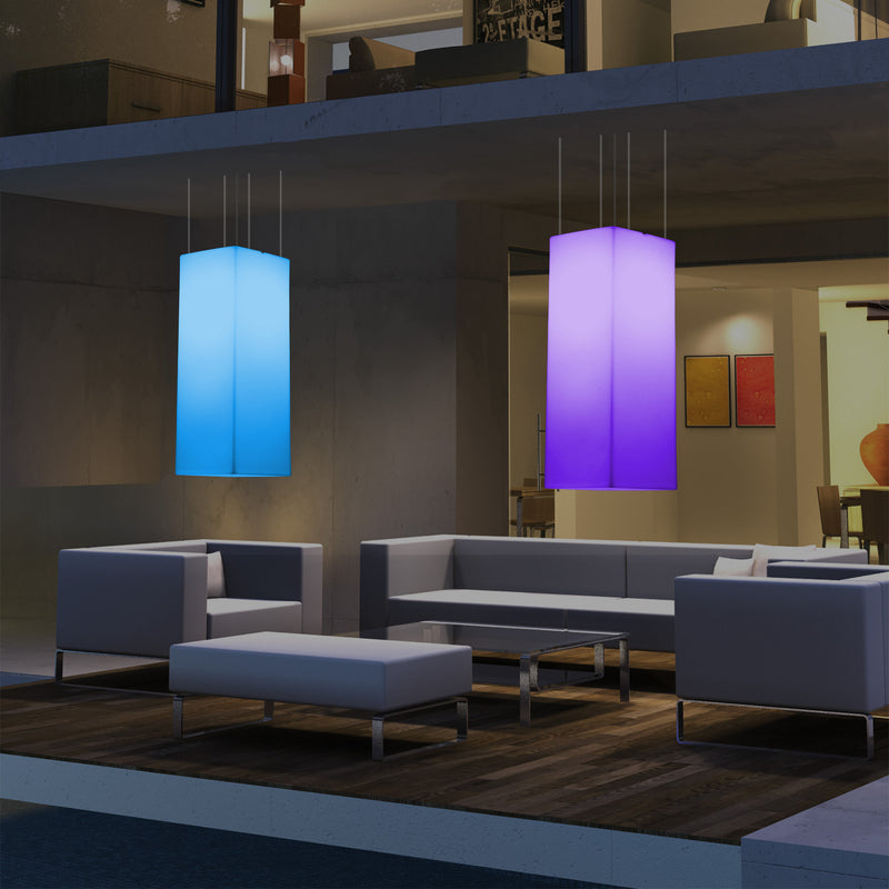 Garten Veranda Terrasse LED Hängelampe netzbetriebene 80 x 30 cm rechteckige Pendelleuchte RGB Licht