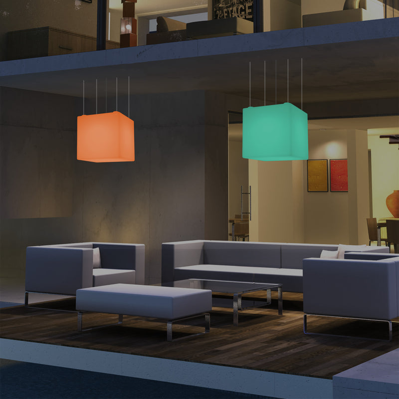 Netzbetriebene Terrassen Deckenlampe Außenbereich 50 cm LED Würfel Hängeleuchte, 5V Niederspannung