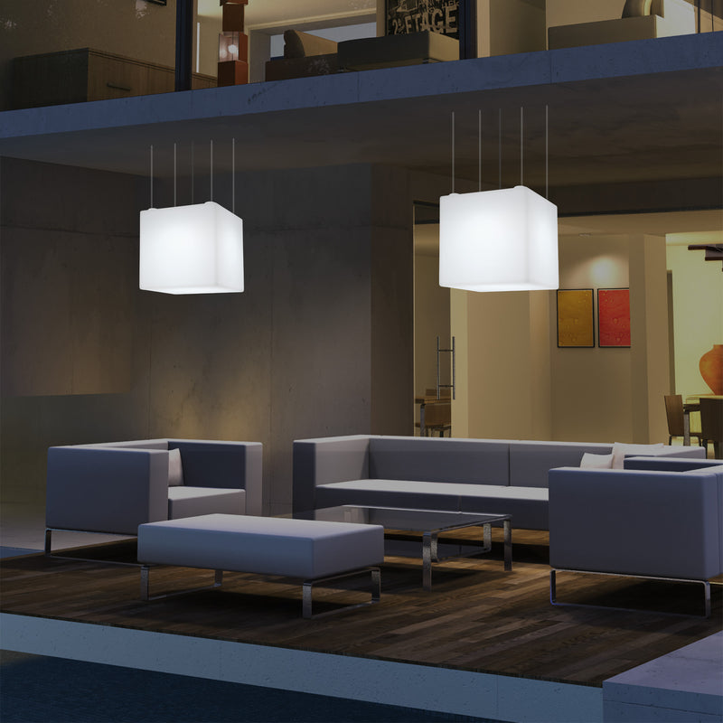 Netzbetriebene Terrassen Deckenlampe Außenbereich 50 cm LED Würfel Hängeleuchte, 5V Niederspannung