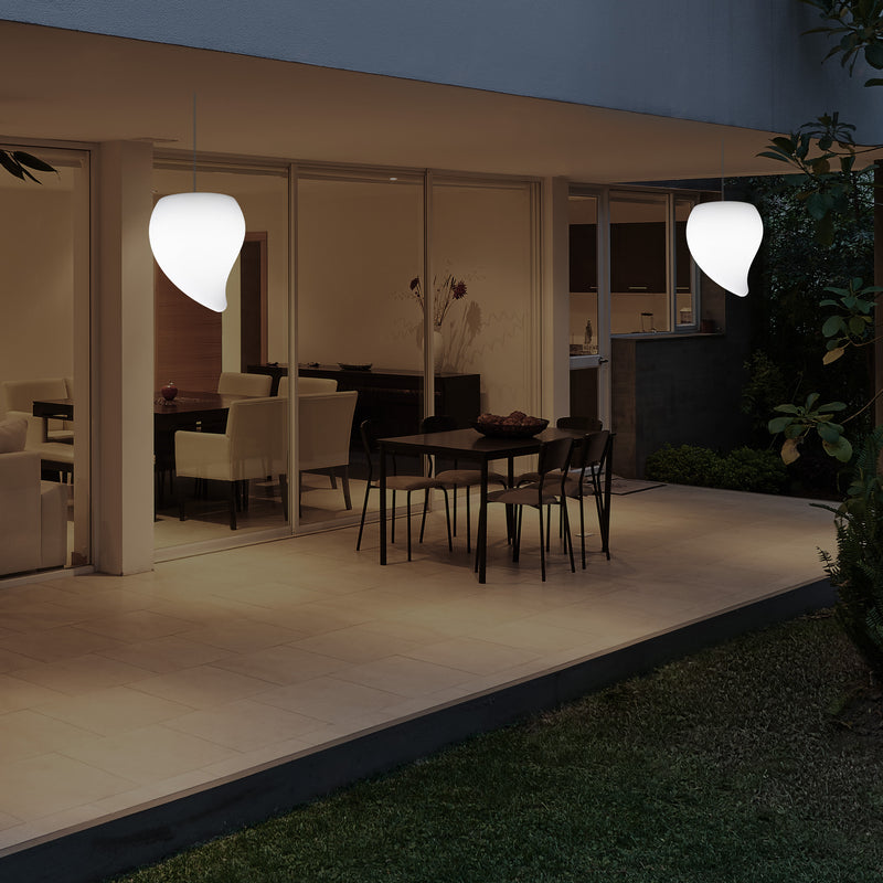 Balkon LED Pendelleuchte für Außenbereich, Netzbetrieb, 20 cm, mehrfarbig, Tropfen Form Hängeleuchte