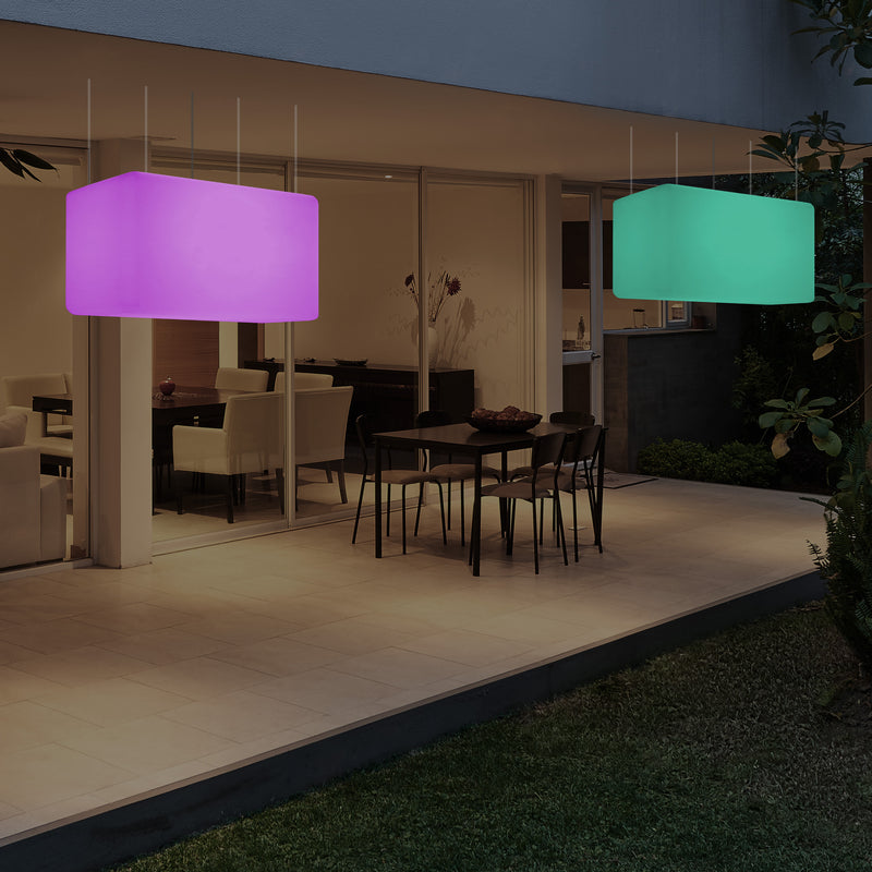 Netzbetriebene Garten Pendelleuchte für Außenbereich 55 x 35 cm lineare LED Insel Hängelampe, RGB