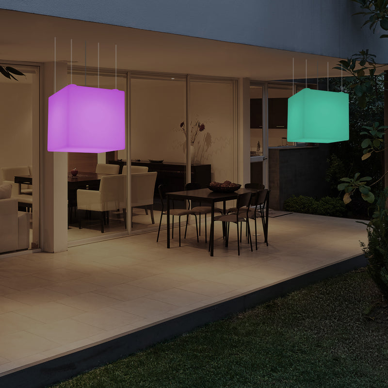 Netzbetriebene Terrassen Deckenlampe Außenbereich 50 cm LED Würfel Hängeleuchte, 5V Niederspannung