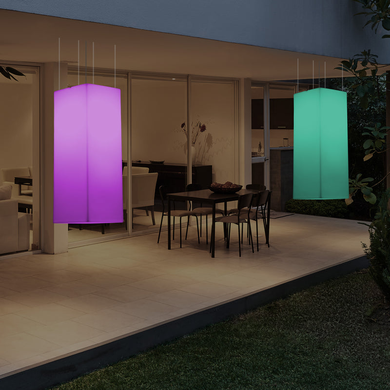 Netzbetriebene Veranda Leuchte Außen Deckenleuchte, 110 x 30 cm LED Säule Pendelleuchte, RGB Licht