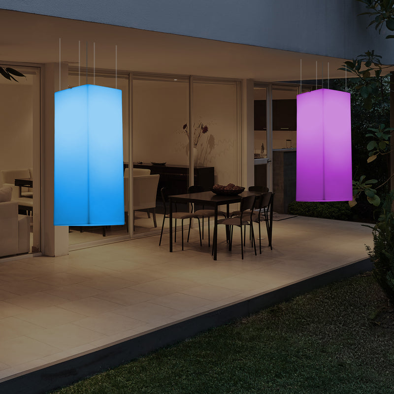 Garten Veranda Terrasse LED Hängelampe netzbetriebene 80 x 30 cm rechteckige Pendelleuchte RGB Licht