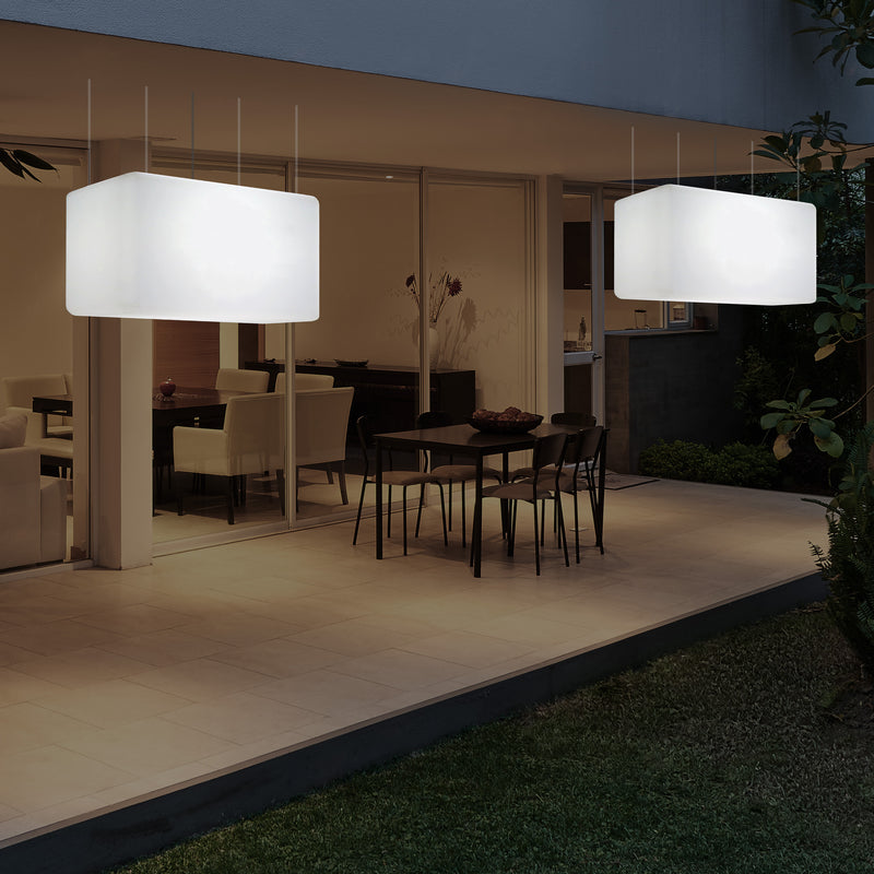 Netzbetriebene Garten Pendelleuchte für Außenbereich 55 x 35 cm lineare LED Insel Hängelampe, RGB