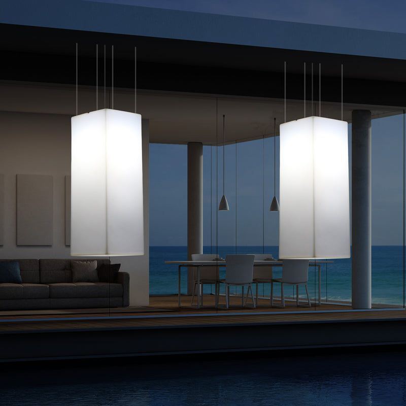 Netzbetriebene Veranda Leuchte Außen Deckenleuchte, 110 x 30 cm LED Säule Pendelleuchte, RGB Licht