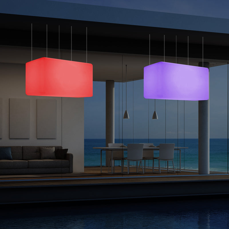 Netzbetriebene Garten Pendelleuchte für Außenbereich 55 x 35 cm lineare LED Insel Hängelampe, RGB
