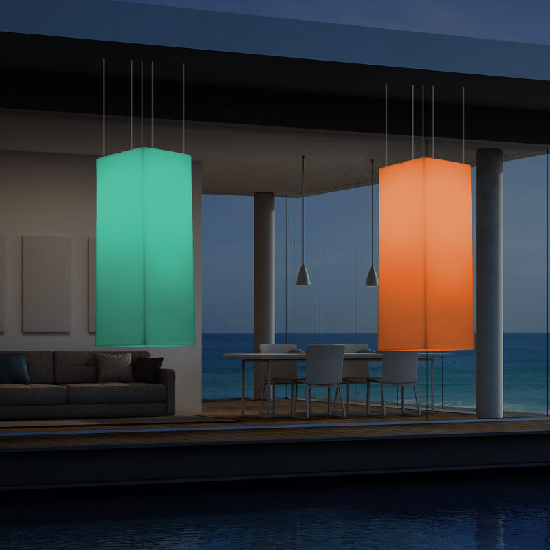 Garten Veranda Terrasse LED Hängelampe netzbetriebene 80 x 30 cm rechteckige Pendelleuchte RGB Licht