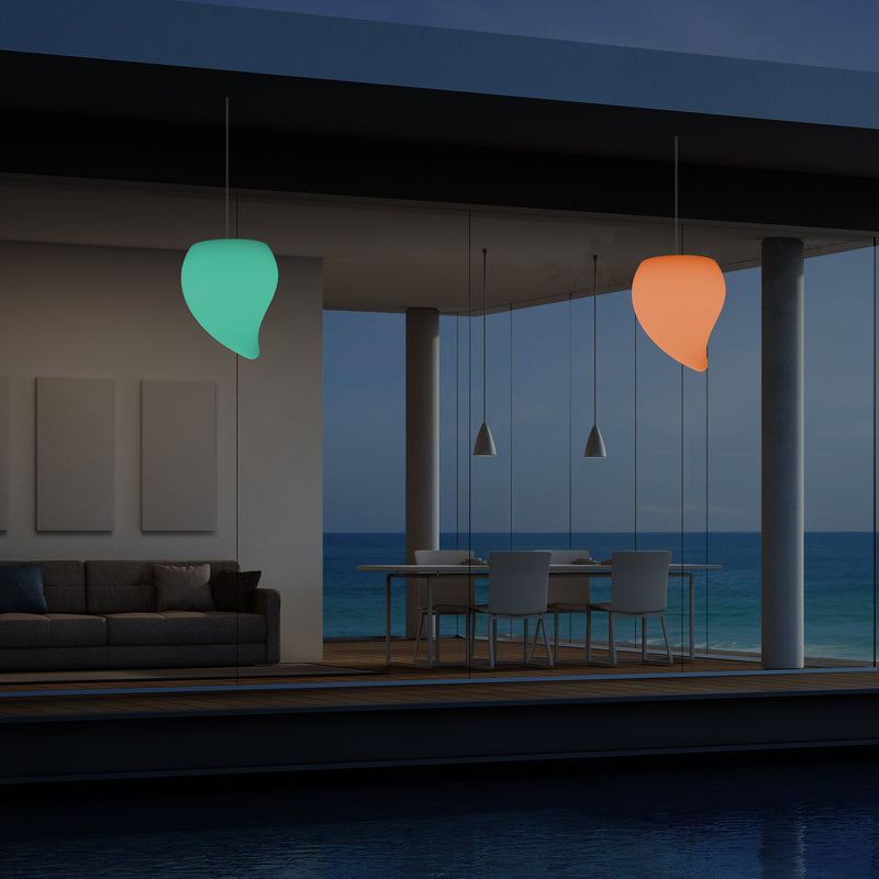Balkon LED Pendelleuchte für Außenbereich, Netzbetrieb, 20 cm, mehrfarbig, Tropfen Form Hängeleuchte