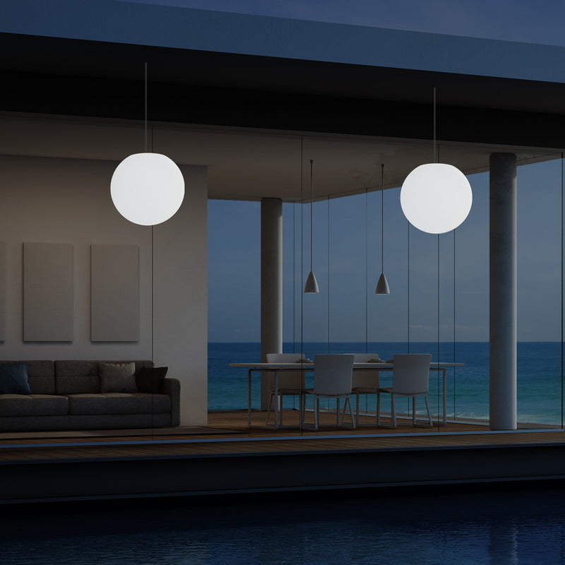 Netzbetriebene Veranda Pendelleuchte für den Außenbereich, 25 cm LED Globus Hängeleuchte Farbwechsel