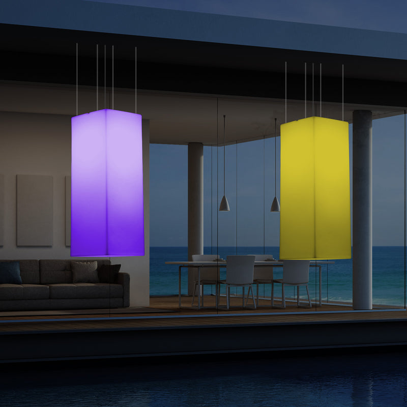 Netzbetriebene Veranda Leuchte Außen Deckenleuchte, 110 x 30 cm LED Säule Pendelleuchte, RGB Licht