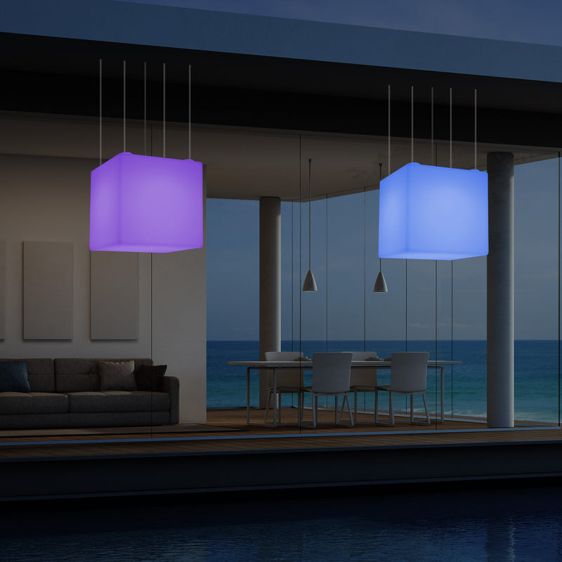 Netzbetriebene Terrassen Deckenlampe Außenbereich 50 cm LED Würfel Hängeleuchte, 5V Niederspannung