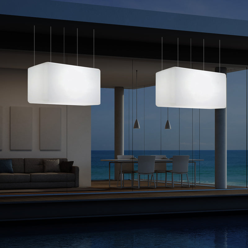 Netzbetriebene Garten Pendelleuchte für Außenbereich 55 x 35 cm lineare LED Insel Hängelampe, RGB