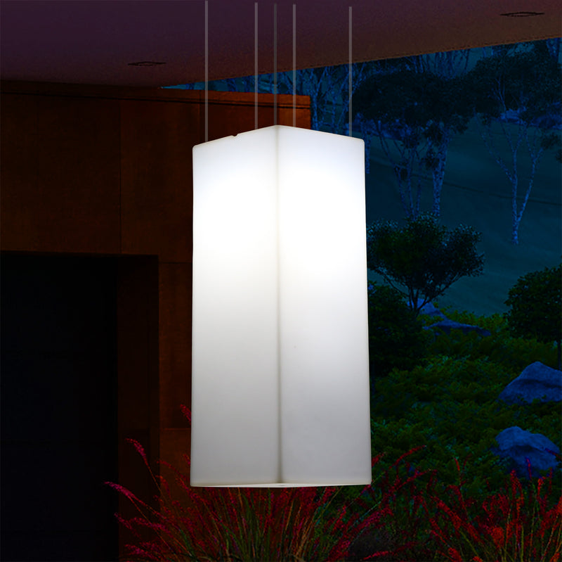 Garten Veranda Terrasse LED Hängelampe netzbetriebene 80 x 30 cm rechteckige Pendelleuchte RGB Licht