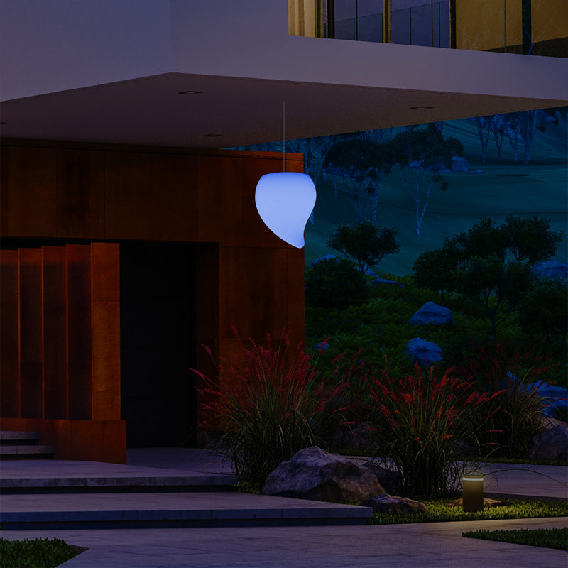 Balkon LED Pendelleuchte für Außenbereich, Netzbetrieb, 20 cm, mehrfarbig, Tropfen Form Hängeleuchte
