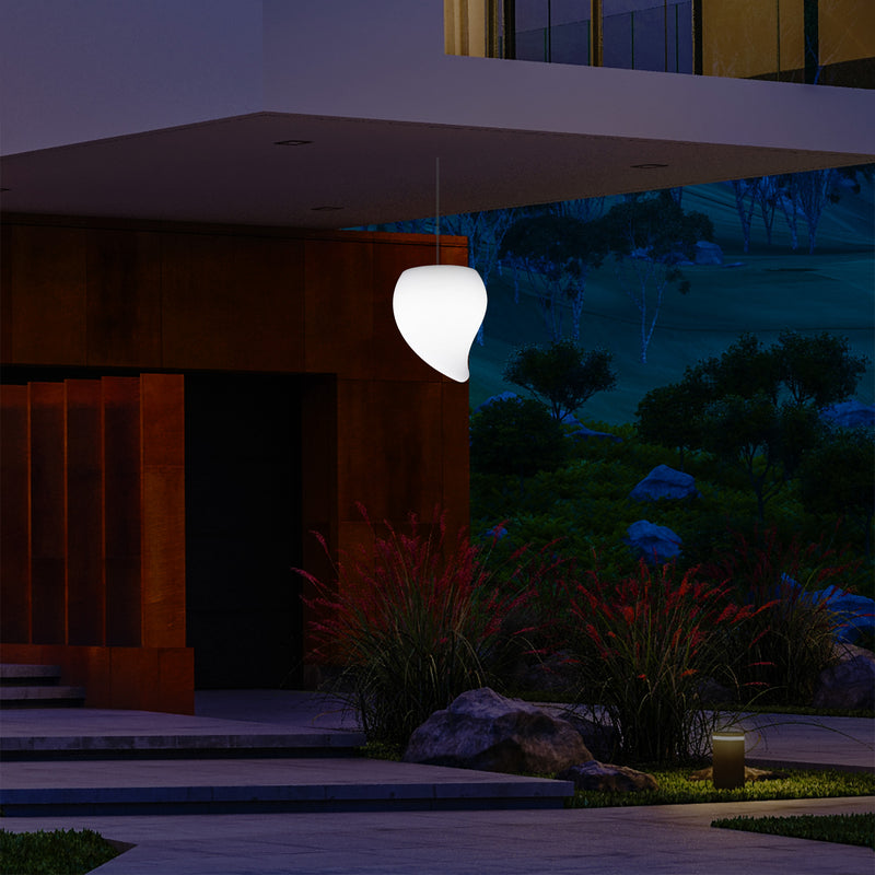 Balkon LED Pendelleuchte für Außenbereich, Netzbetrieb, 20 cm, mehrfarbig, Tropfen Form Hängeleuchte