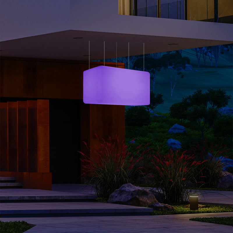 Netzbetriebene Garten Pendelleuchte für Außenbereich 55 x 35 cm lineare LED Insel Hängelampe, RGB