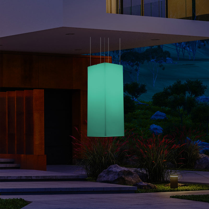 Netzbetriebene Veranda Leuchte Außen Deckenleuchte, 110 x 30 cm LED Säule Pendelleuchte, RGB Licht