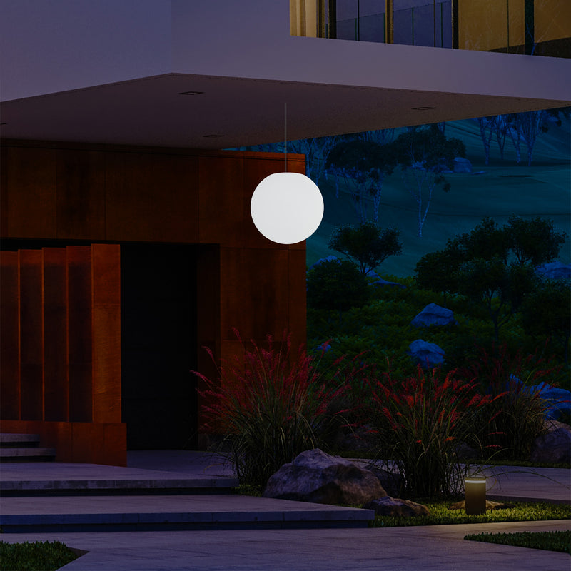 Netzbetriebene Veranda Pendelleuchte für den Außenbereich, 25 cm LED Globus Hängeleuchte Farbwechsel