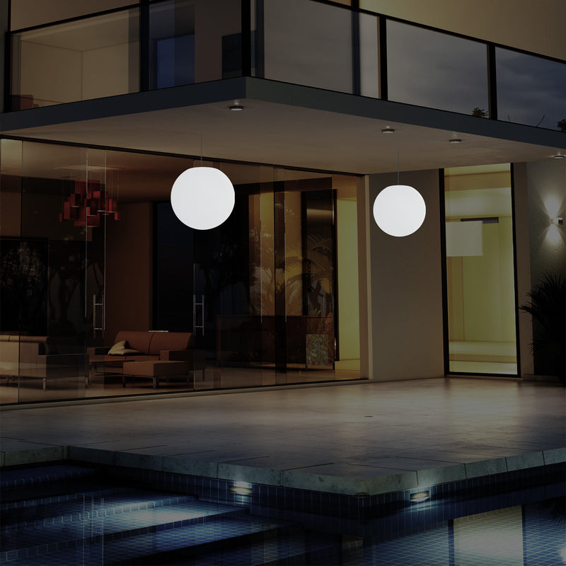 Netzbetriebene Veranda Pendelleuchte für den Außenbereich, 25 cm LED Globus Hängeleuchte Farbwechsel