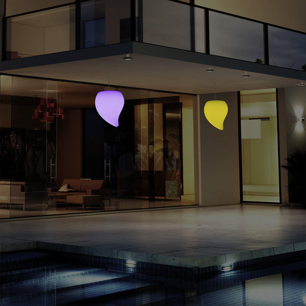 Balkon LED Pendelleuchte für Außenbereich, Netzbetrieb, 20 cm, mehrfarbig, Tropfen Form Hängeleuchte